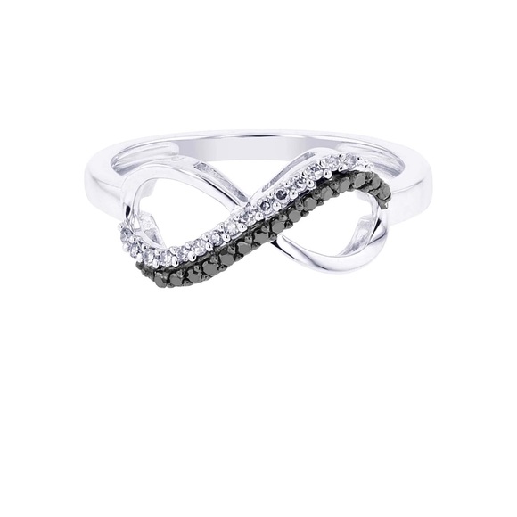 Size 8 Silver Legacy Infinity Ring with black and white diamonds - Picture 1 of 9